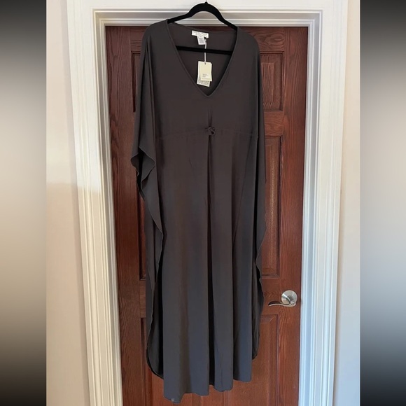 Barefoot Dreams Luxe Milk Jersey Paradise Cove Caftan L XL Carbon Grey NWT - Picture 2 of 4